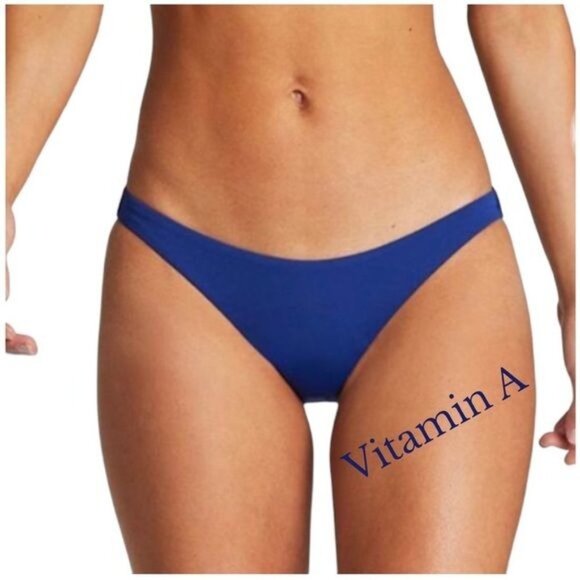 Vitamin A Luciana Bikini Bottoms Blue Ecolux Full Coverage Sz 14 - Picture 2 of 9